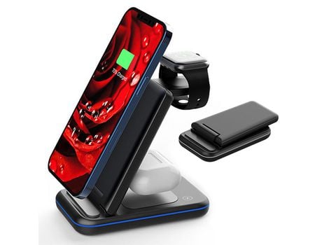 Apple Products Estación de carga inalámbrica 3 en 1 compatible con cargador inalámbrico rápido de 15 W