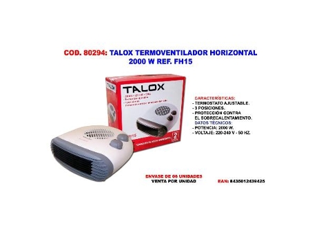 Talox calefactor termoventilador horiztal frio/calor 2000 w fh15