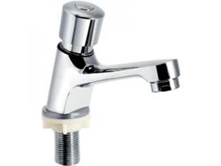 Grifo De Lavabo De Cierre Automático De 4 A 6 Segundos, Económico, En Latón Cromado Plateado Para Cocina Y Baño.