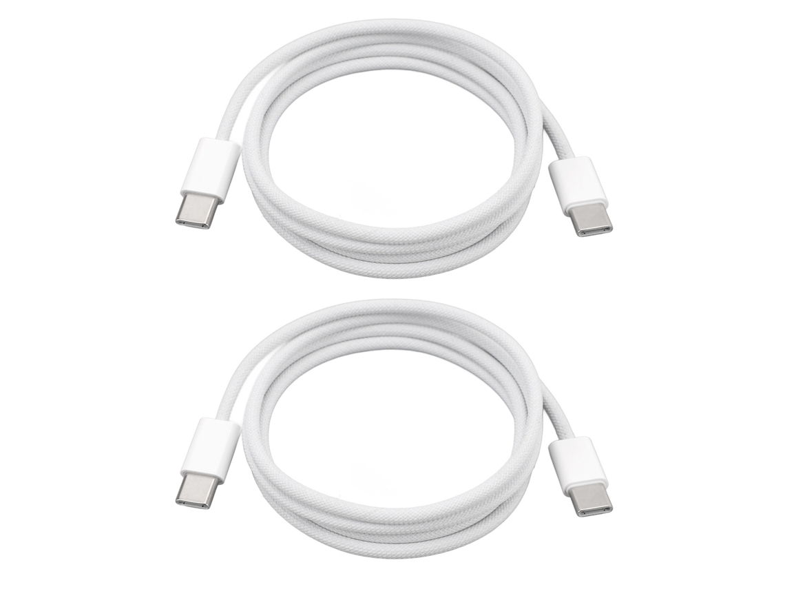Cable USB-C a USB-C de 1 m, 60 W, nailon trenzado, carga rápida, USB-C, para iOS 15, Galaxy S23, S22, color blanco.