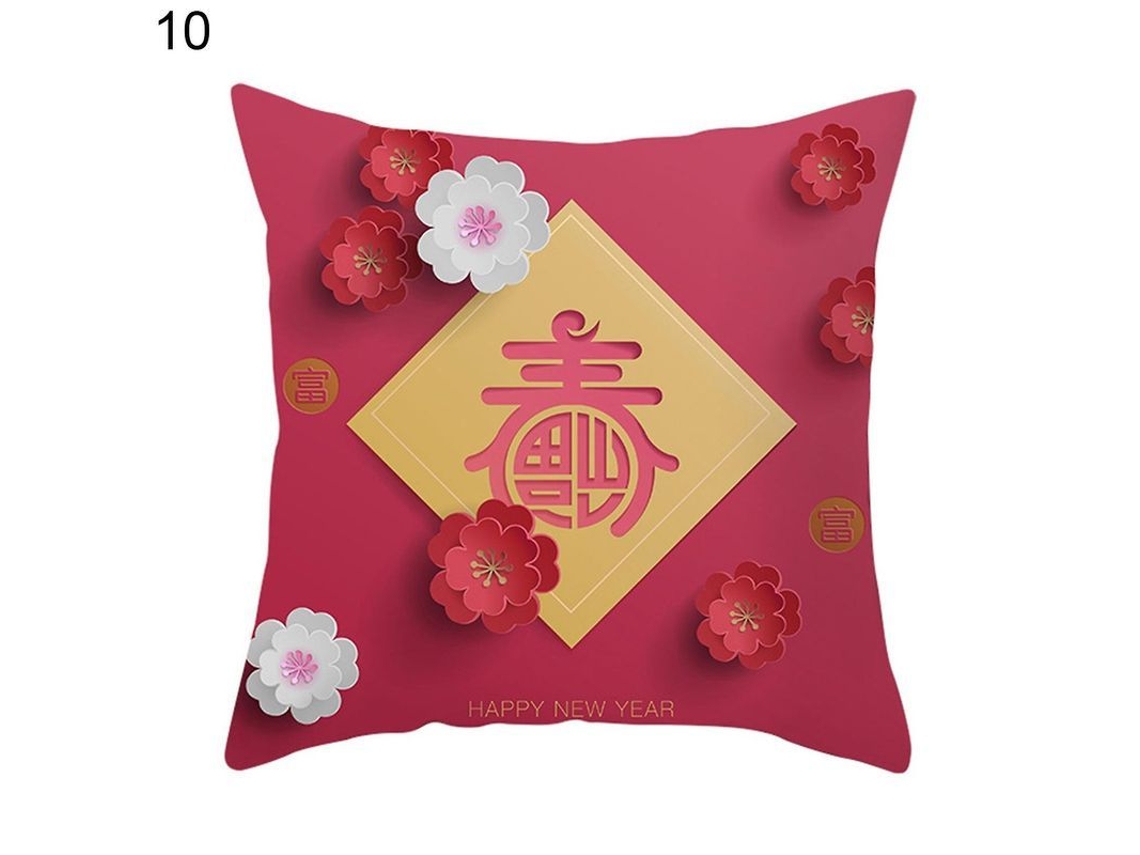 2026-funda De Almohada De Imprenta De Festival De Primavera Para Cama Sofá Almohada Cubierta Anti-polvo
