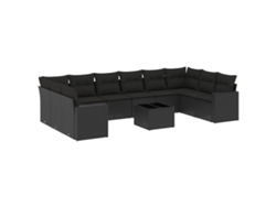 Maison Exclusive - Set De Sofás De Jardín 11 Pzas Y Cojines Ratán Sintético Negro