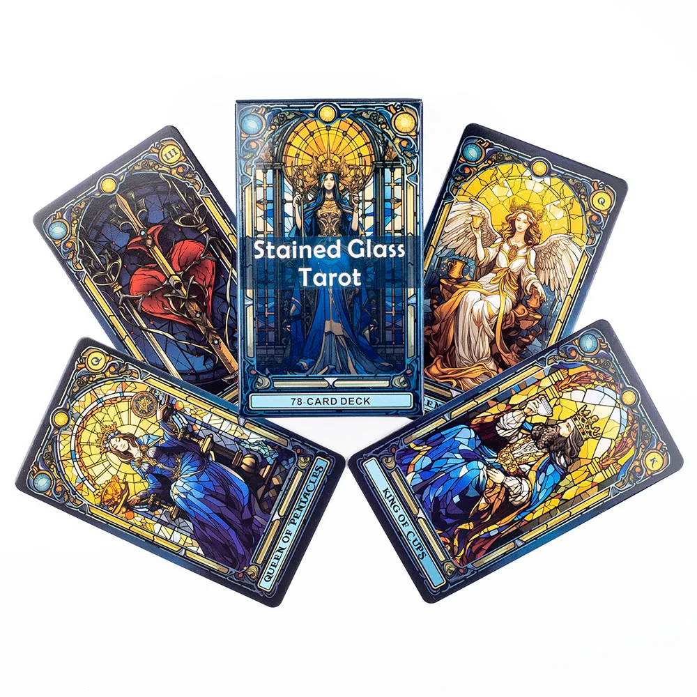 Baraja de tarot de vidrieras, 78 cartas, para juegos de entretenimiento casual, 10,3 x 6 cm. MDUG