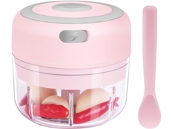 Mini Picadora Eléctrica De Ajo [portátil, Inalámbrica, 100 Ml] Mini Picadora Eléctrica Con Cuchara, Eléctrica (rosa)