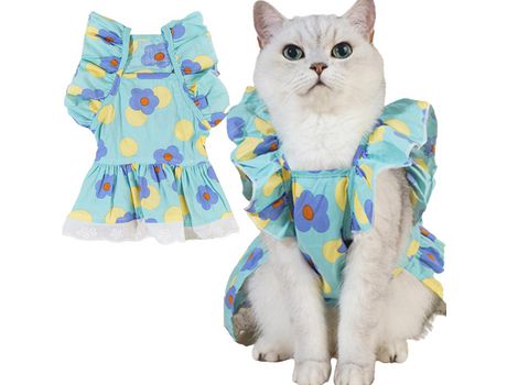 Ropa De Verano Para Perros Y Mascotas Vestido De Princesa Floral Para Mascotas ELKUAIE Grande