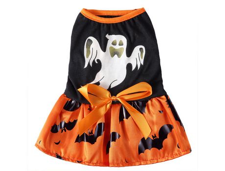 Vestido De Perro Para Halloween Tema Festivo Patrón De Murciélago Fantasma Falda De Perro Para Perros Gatos Vestido ELKUAIE S