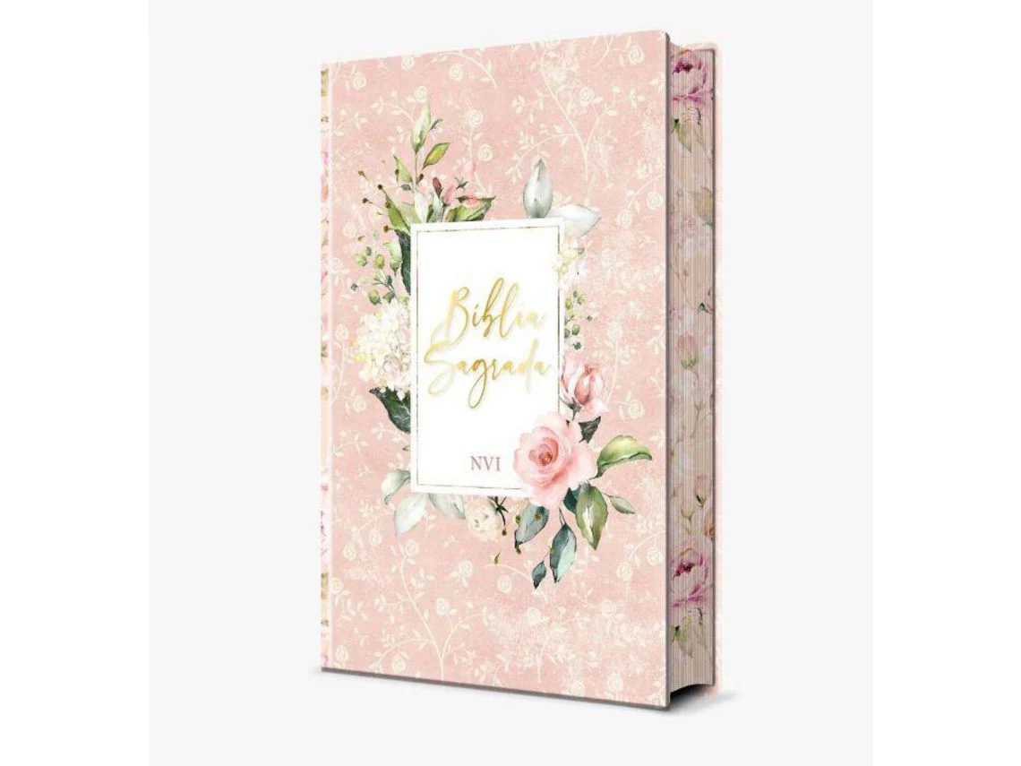 Libro Biblia Sagrada Flores Rosa Nvi de Almeida (Portugués do Brasil - Tapa Dura)