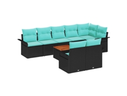 Maison Exclusive - Conjunto De Sofás De Jardín 9 Pcs Negro Y Turquesa