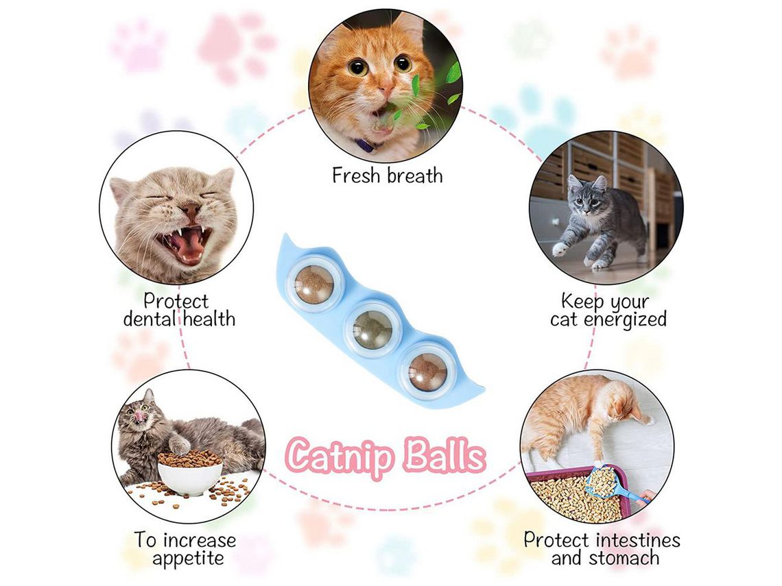 Juego De 3 Bolas De Hierba Gatera Para Gatos Juguetes Para
