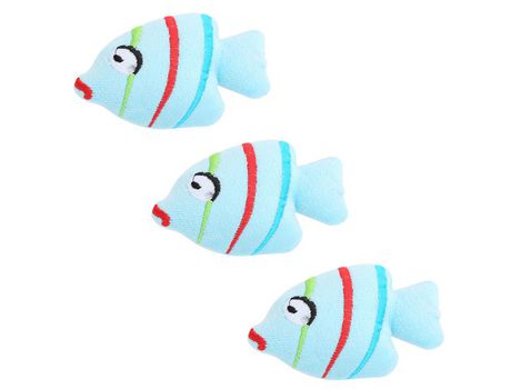 Paquete De 3 Juguetes Para Gatos Con Forma De Pez Para Masticar Gatos De Interior, Lindos Animales De Peluche, Juguete Para Gatos, Azul ZMDECQNA
