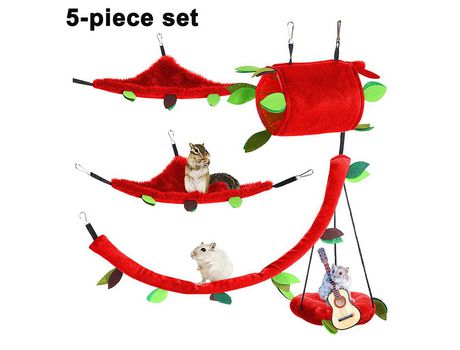 Colgantes Cama Caliente Casa Jaula Nido Accesorios Bosque Patrón Jaula Juguete Hoja Colgante Túnel Y Columpio Rojo ZMDECQNA 5 Un