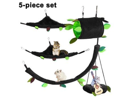 Pequeños Animales Colgantes Cama Caliente Casa Jaula Nido Accesorios Bosque Patrón Jaula Juguete Hoja Colgante Túnel Y Columpio Negro ZMDECQNA 5 Un