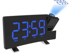 Radio con Reloj USB de Proyección de Techo Led CO-PHÉNIX con Temperatura y Tiempo Negro Azul