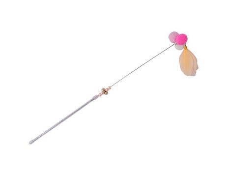 Divertido Gato Palo Pluma Mascota Juguete Interactivo Para Gatos Teaser Gatito Caña De Pescar Varita Juguete-Champagne ZMDECQNA