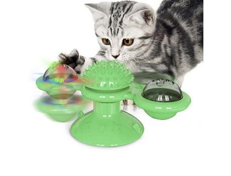 Juguetes Giratorios Interactivos Para Gatos Con Ventosa Gatito Plato Giratorio Juguete De Masaje Para Gatos De Interior, Verde ZMDECQNA