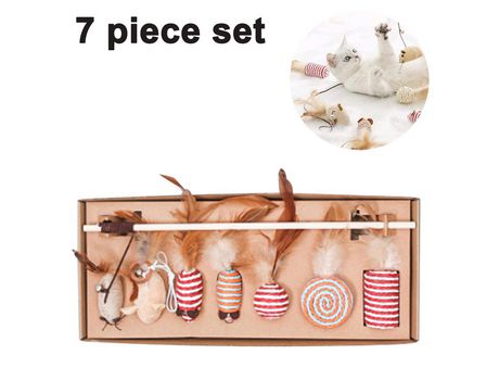Caja De Regalo De Varita Teaser 7 En 1 Para Gatos, Juguete Interactivo Para Gatos, Cachorros, Gatitos, Gatitos ZMDECQNA 7 Un