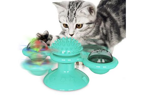 Juguetes Giratorios Interactivos Para Gatos Con Ventosa Gatito Plato Giratorio Juguete De Masaje Para Gatos De Interior, Azul ZMDECQNA