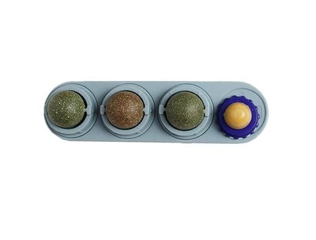 Paquete De 4 Juguetes Catnip Ball Kitty, Giratorio, Juguete Masticable Comestible Para Gatos, Gris ZMDECQNA