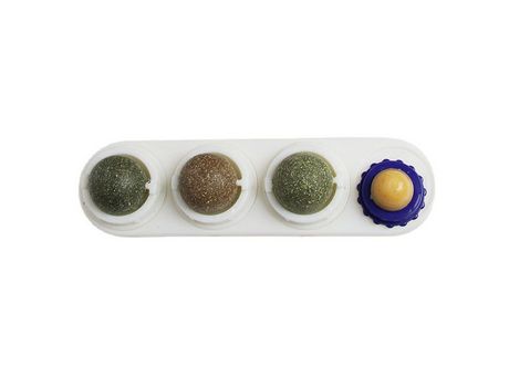 Paquete De 4 Juguetes Catnip Ball Kitty, Giratorio, Juguete Comestible Para Masticar Gatos, Blanco ZMDECQNA