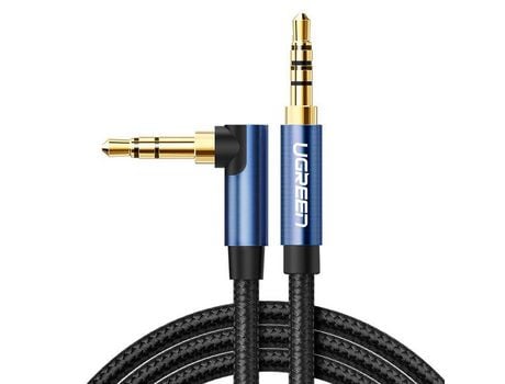 Cable Auxiliar Angulado UGREEN 2 X Mini Jack 3,5 Mm 1,5 M Azul Av112
