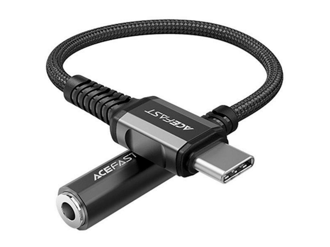 Cable de áudio ACEFAST USB Tipo C - jack de 3,5 mm (fêmea) 18 cm, DAC, AUX Negro (C1-07 Negro)