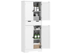 Mueble De Baño Con Cajón, Puerta, Estante Ajustable, 60 X 30 X 160 Cm, Blanco