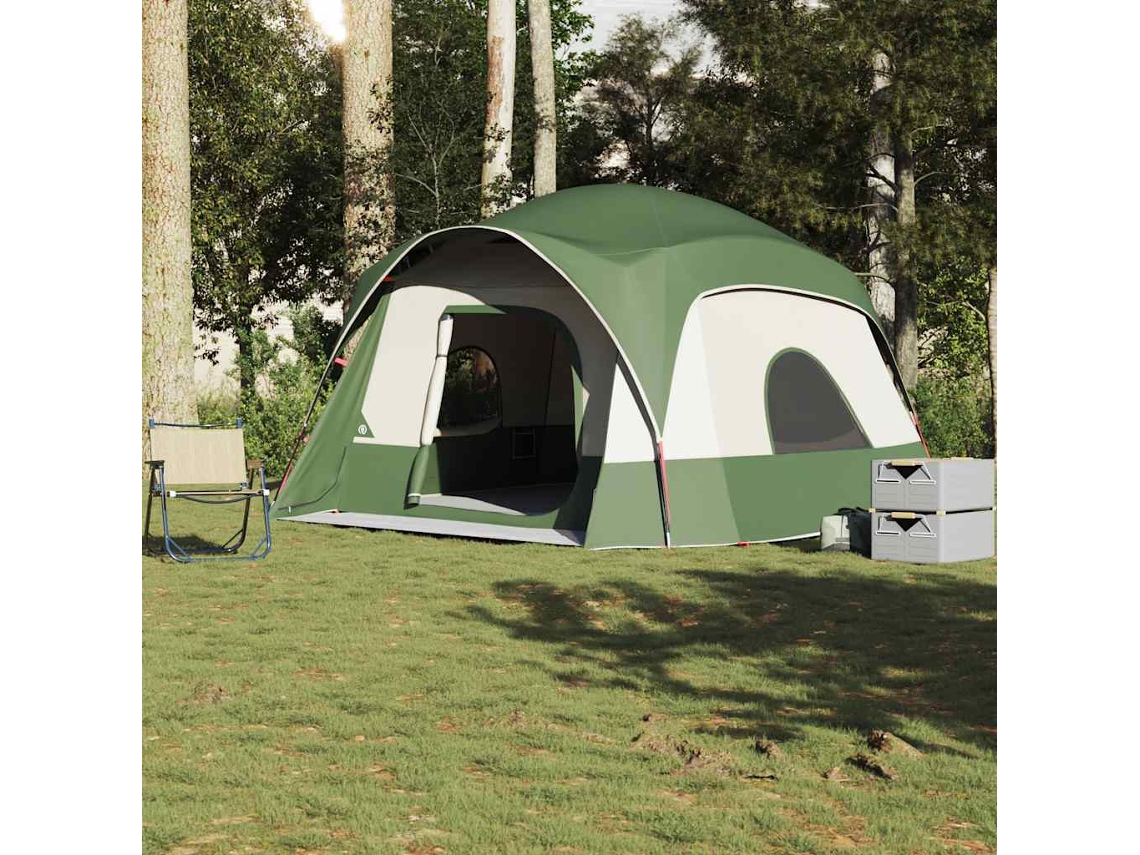 Tienda de campaña familiar, estilo cabaña, para 6 personas, impermeable, verde.