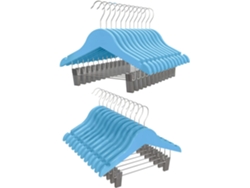 COM-FORT HOUSE | Percha Madera Cadete con Pinzas| Percha Infantil | Color Azul| Percha Madera de Arce | con Muescas Antideslizantes | 30 x 1.2 x 22 cm | Pack 24 Unidades |