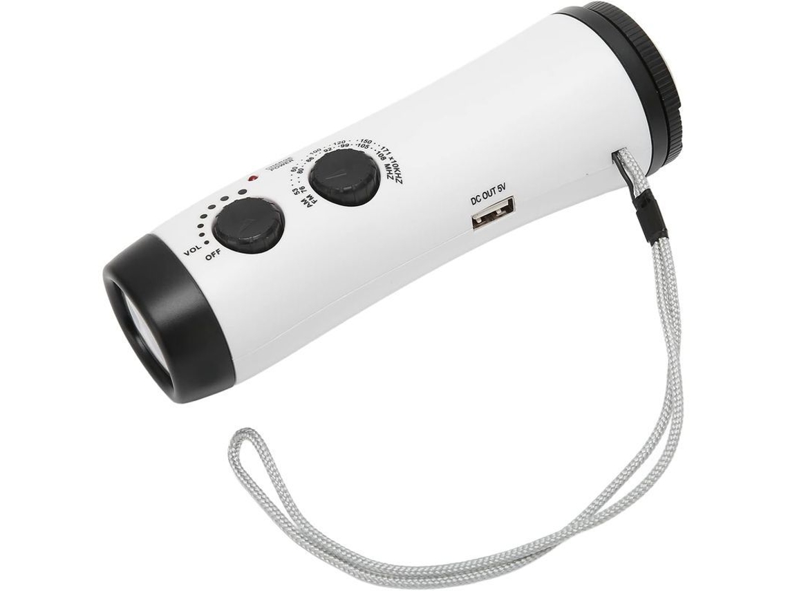 2026-radio Meteorológico De Supervivencia Emergencia Con Mando Manual, Radio Fm/am, Linterna Led Y Correa Para Exterior Blanco