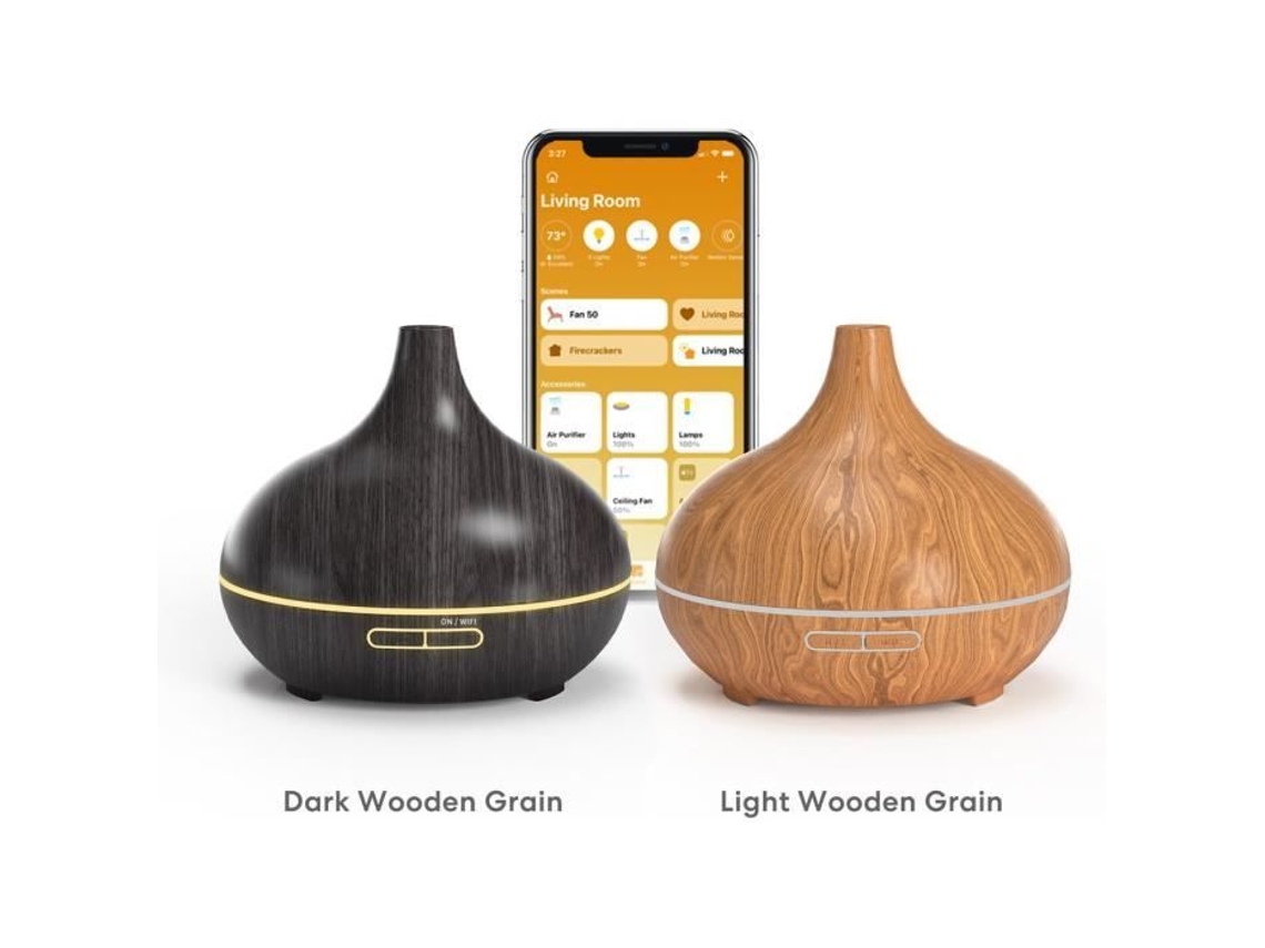 Difusor de aceites esenciales Wi-Fi inteligente Veta de madera clara 400Ml 15 6W MEROSS