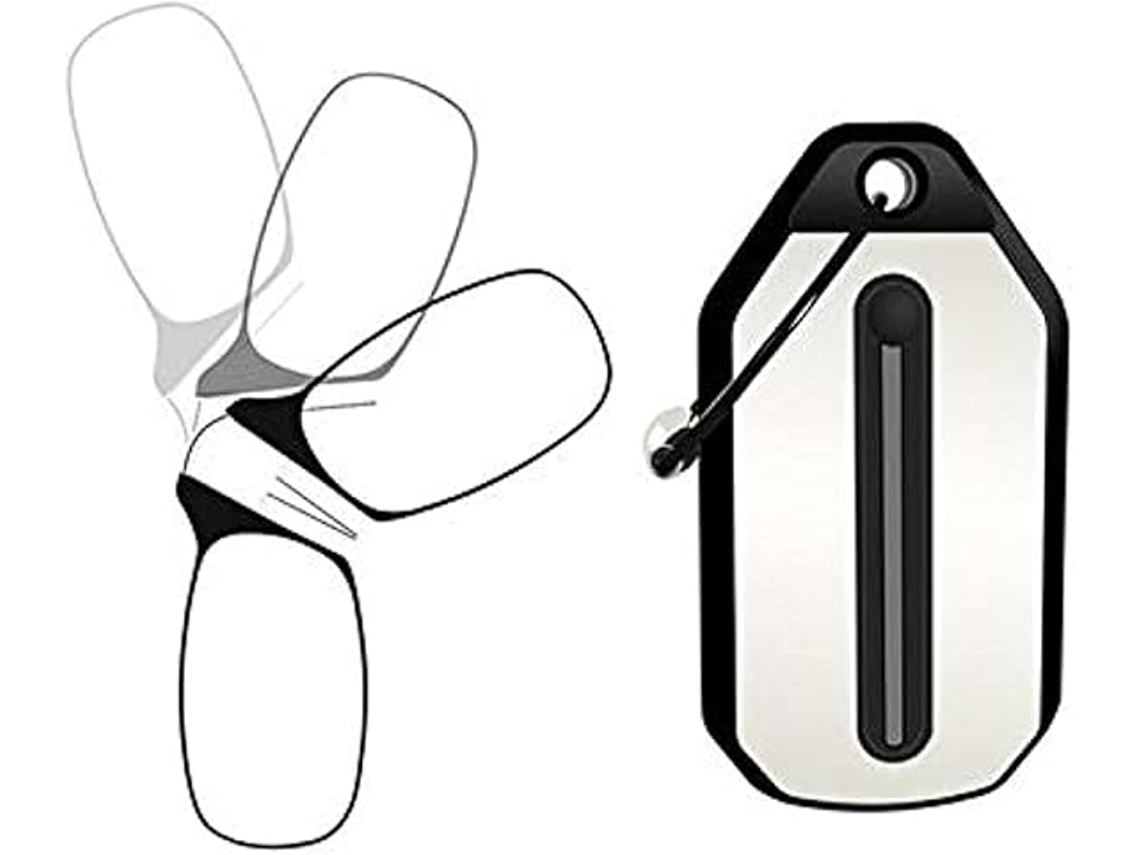 Gafas de lectura con clip nasal, mini gafas de lectura plegables fáciles de transportar con estuche llavero, 200d Chrui