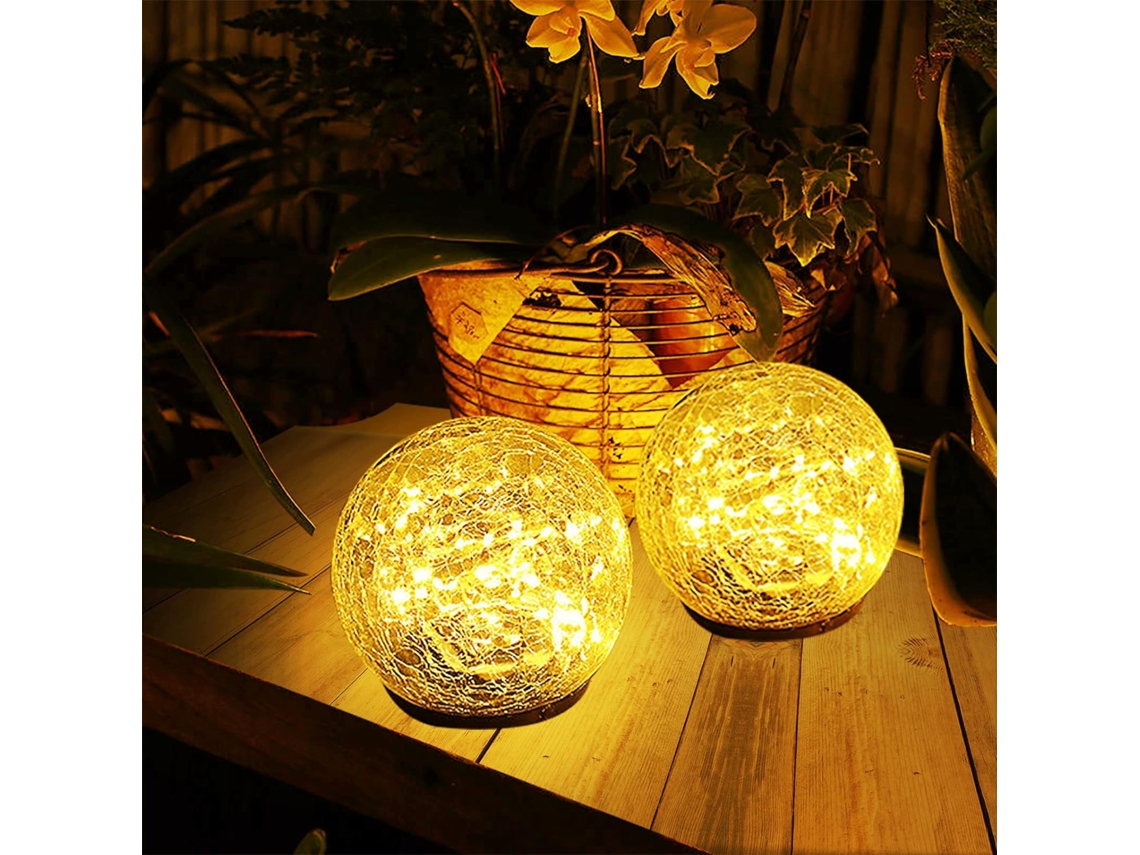 Ilumina tus noches con luces solares de globo de vidrio agrietado, decoración impermeable para exteriores, perfecta para interiores.