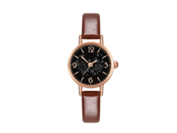 Reloj Unisex De Pulsera Analógico De Cuarzo Con Dial Redondo (espejo Negro Correa Marrón)