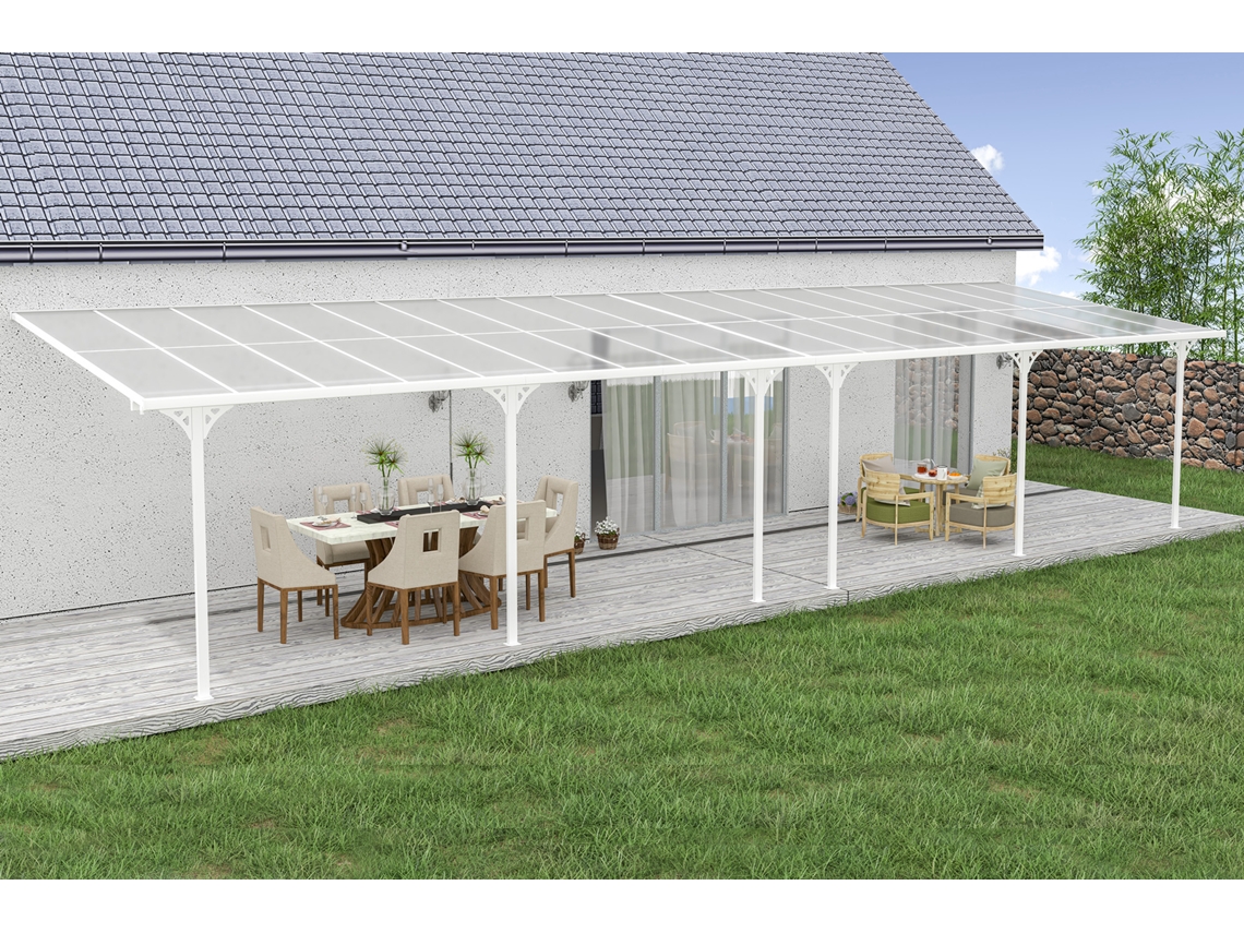 Cazeboo Pérgola Cubierta para Terraza de Aluminio Premium, blanco 11x3 m KLEO