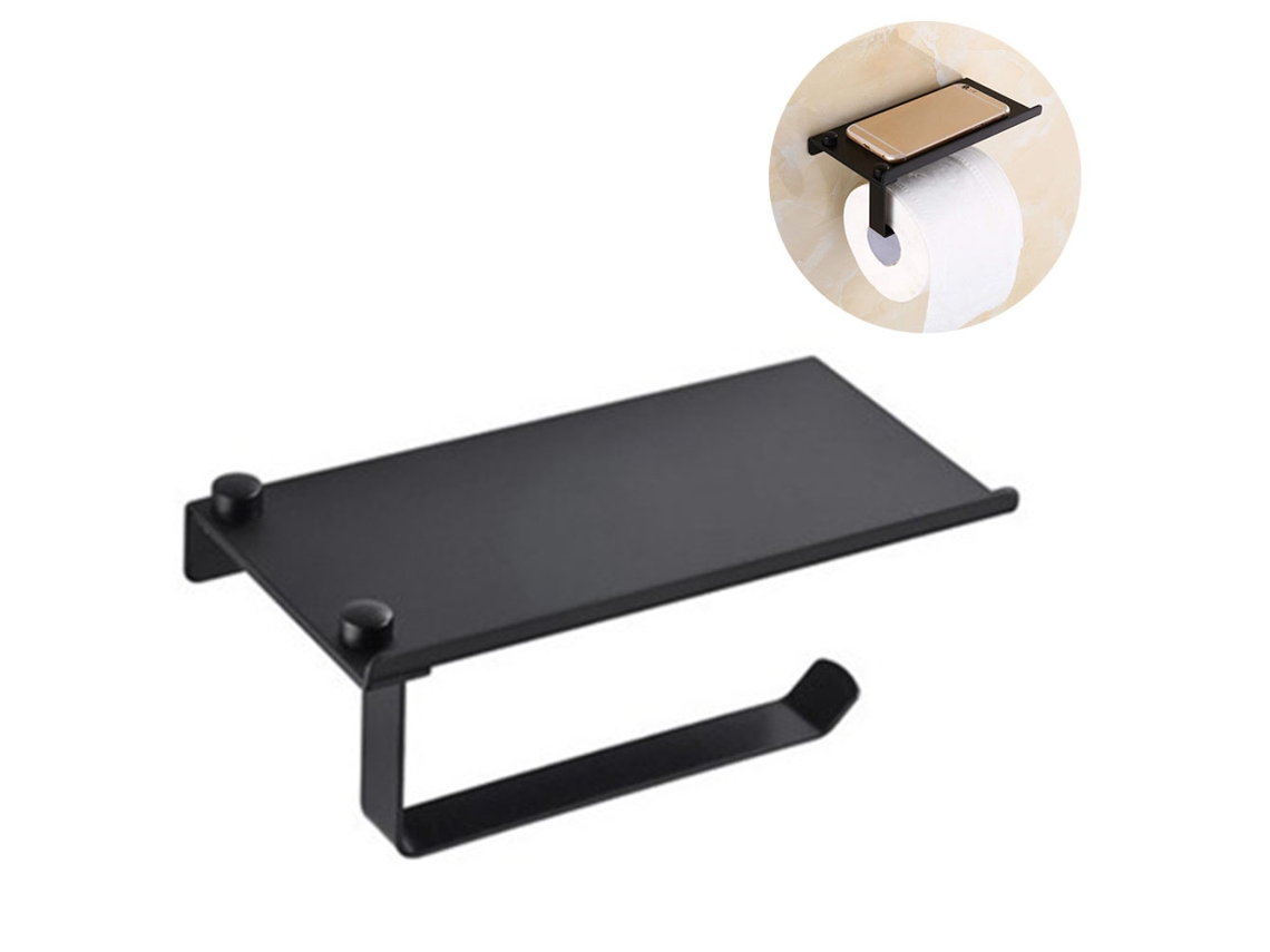 KOFIHETY Soporte para Papel Higiénico con Porta-Móvil Adhesivo o de Pared en Acero Inoxidable para Baño y Cocina