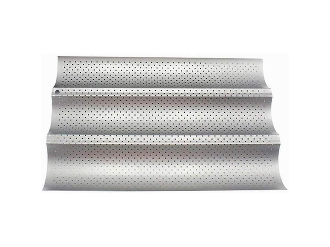 Bandeja Para Hornear Baguettes Antiadherente, Diseño De 3 Canales, Acero Al Carbono De Alta Calidad, 16x10