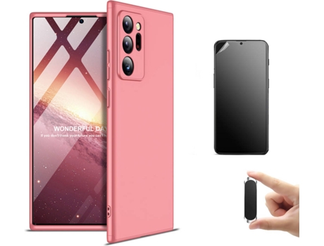 Kit Carcasa, Protector Y Soporte Samsung Note 20 Ultra Ultimatte Slim Armor 360º Rosa