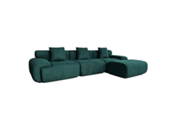 Sofá modular compacto Sheffield en tela de chenilla verde oscuro, 4/5 plazas, U CONCEPT