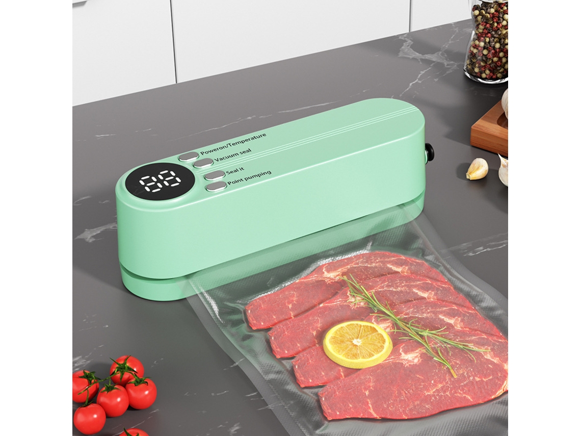 Selladora Al Vacío Inalámbrica Portátil Para Conservación De Alimentos En La Cocina, Color Verde Claro Siurn