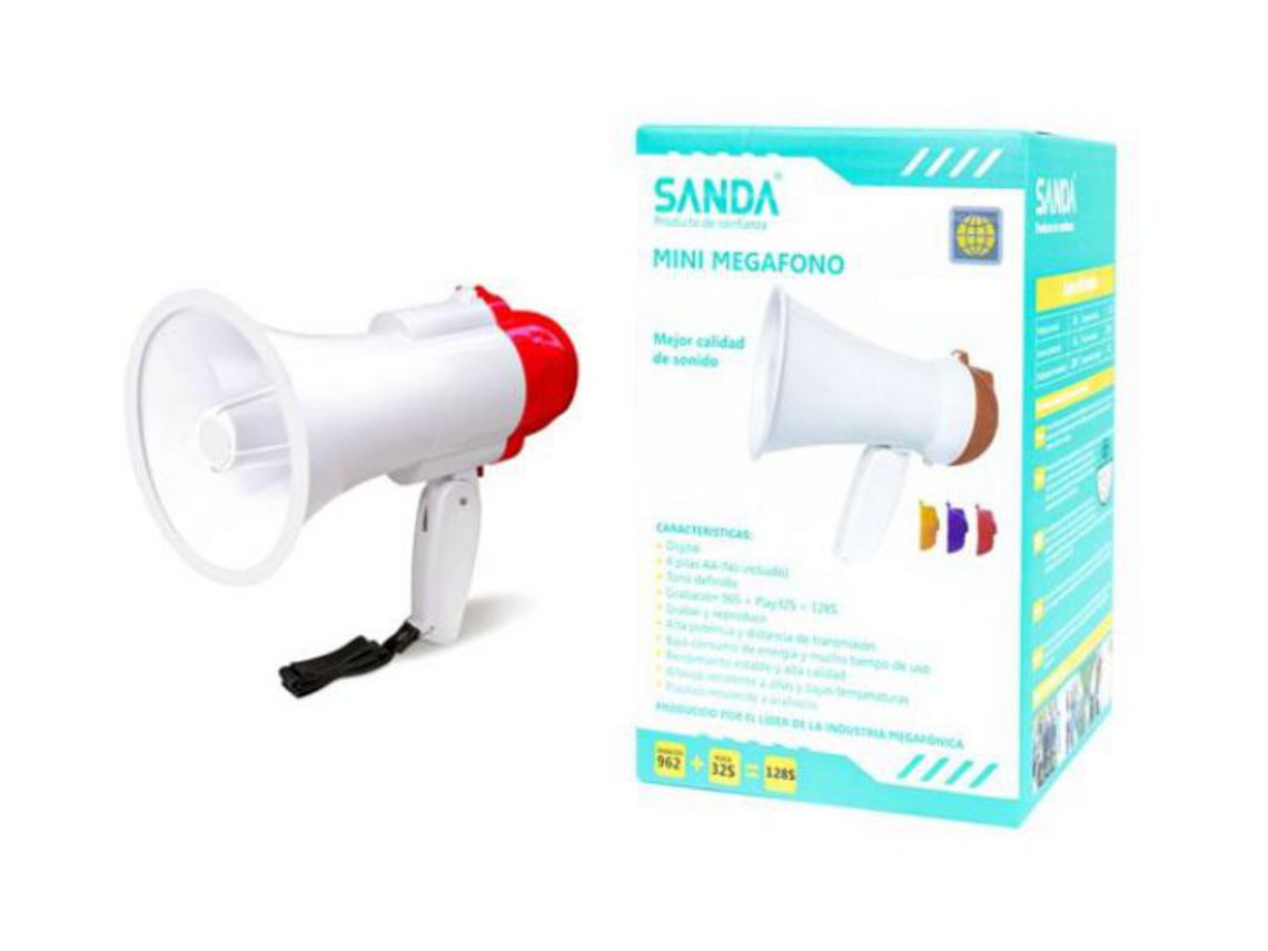 Mini Megáfono Portátil SANDA Sd-6588 Blanco Burdeos