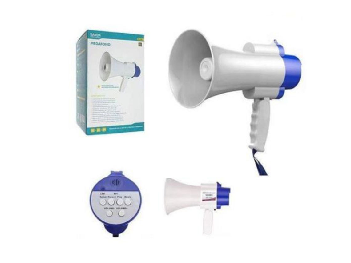 Mini Megáfono Portátil 3W SANDA Sd-6589 Blanco Azul