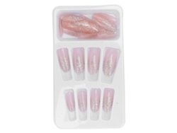 24pcs Unhas Falsas Com Brilho Para Mulheres E Meninas - Unhas Tipo Nail Tip Estilosas E Exquisitas Para Manicure