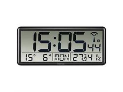 Reloj de pared radiocontrolado digital Jumbo negro