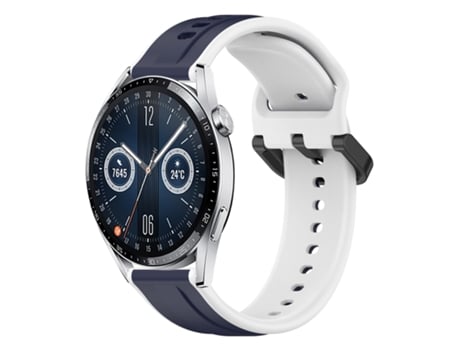 Correa de reloj inteligente para Huawei Watch GT3 42 mm 20 mm Bucle convexo de silicona de dos colores (azul medianoche + blanco)