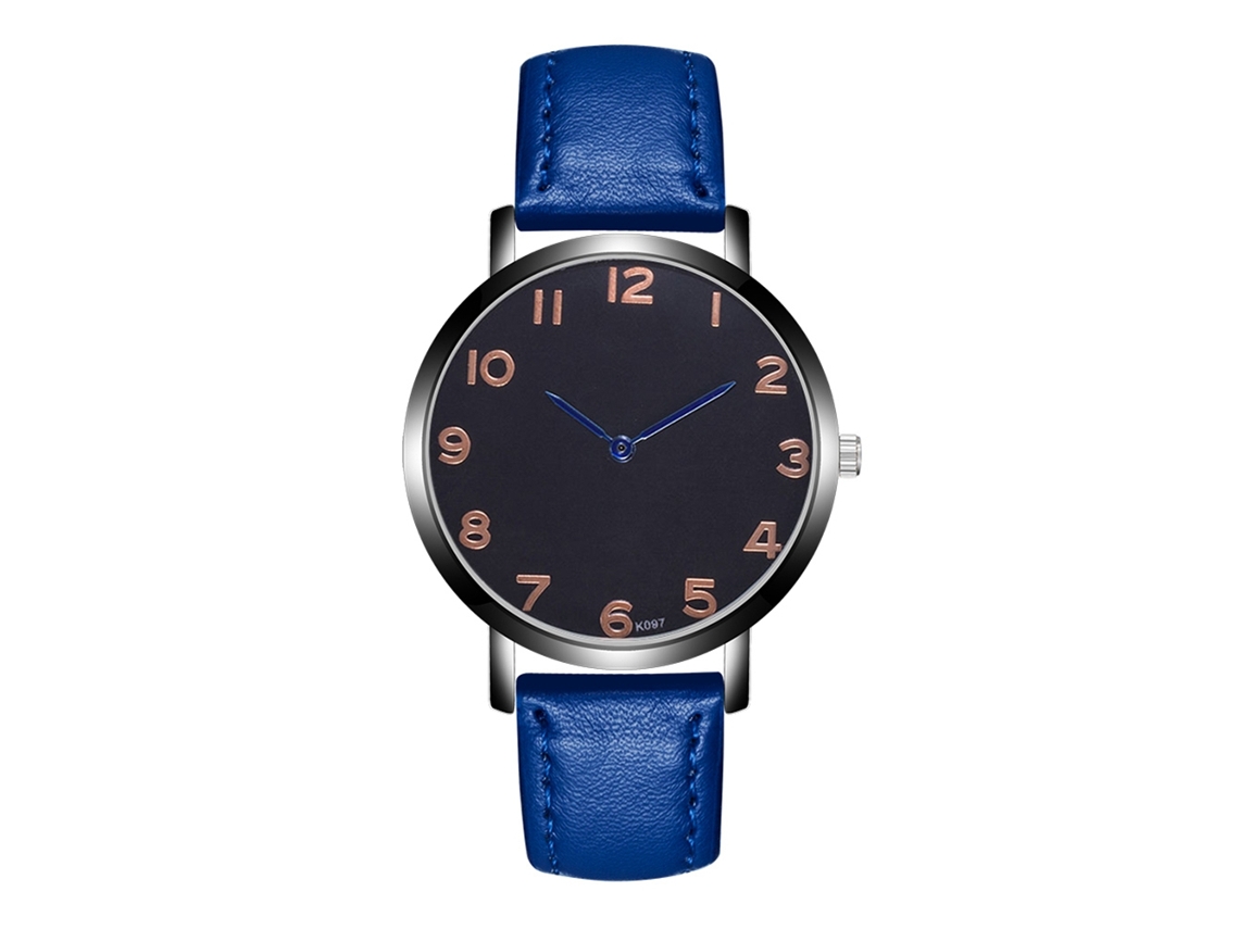 Reloj De Pulsera De Cuarzo Para Hombre Con Correa De Piel Sintética, Estilo Moderno, Azul Marino.