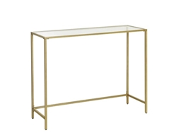 Mesa consola moderna de metal dorado y cristal, 100x35x80 cm PRICENET