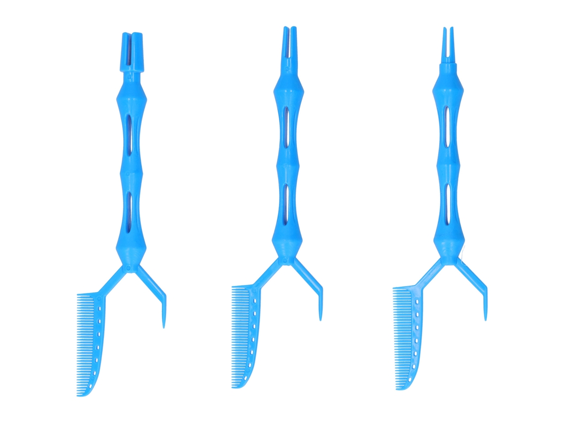 Set Herramientas Peine De Perma Peinado Tinte Estilo Peluquería Azul