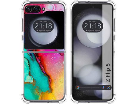 Funda para Samsung Galaxy Z Flip 5 5G TUMUNDOSMARTPHONE de Silicona con Diseño - Mulicolor