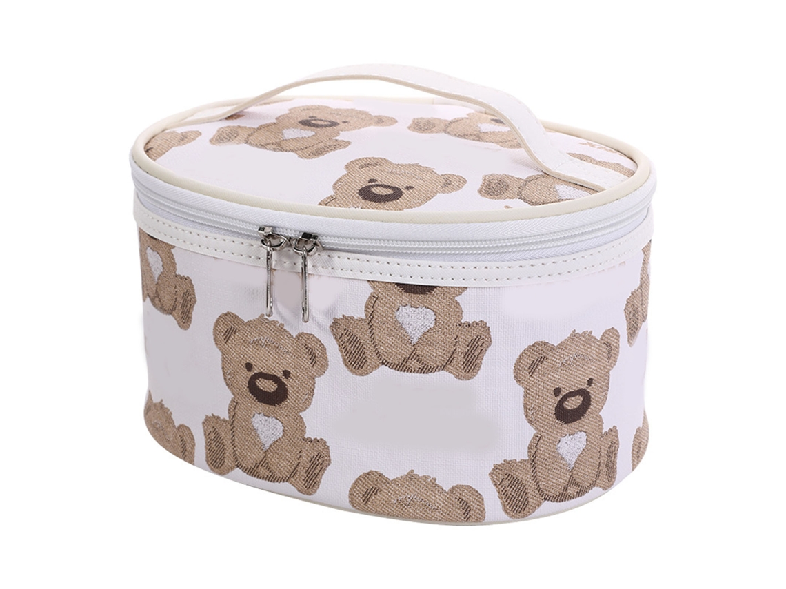NEVEANCE Bolsa de Maquillaje Portátil con Dibujo de Osito Capacidad Grande en PU