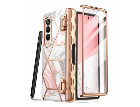 Lapiz Digital Cosmo Sp Marble Teléfono para Samsung Galaxy Z Fold 4/5/ZFold 4 I-BLASON Piel Sintética Rosa